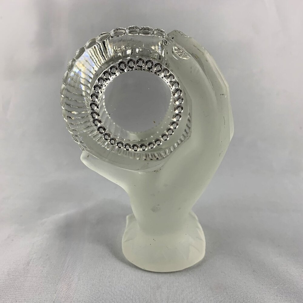 Antique Gillinder Glass Hand Paperweight, Frosted, Vintage 1940s, Odd Quirky